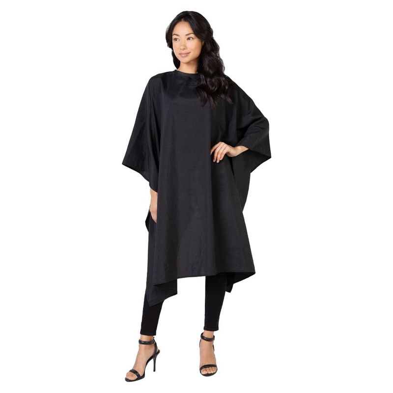 Betty Dain Lightweight Crinkle Nylon Hair Cutting/Styling Cape, Water Resistant, Machine Washable, Lightweight Nylon, Repels Hair, Snap Closure at Neck, Generous 54 x 60 inch Size, Black