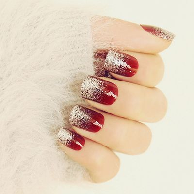 Jovono Glossy Press on Nails Red Square Fake Nails Artificial Full Cover False Nails for Women and Girls (24PCS) (3 Red)