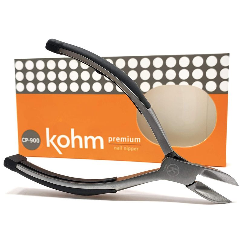 Kohm CP-900 Toenail Clippers for Thick, Fungal or Ingrown Toenails, Soft Rubber Handle, 5" Long, Ingrown Toenail Tool for Men, Seniors, Adults, 2 cm Blade Length