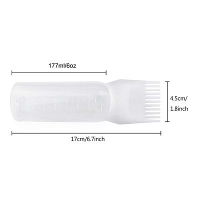 Yebeauty Root Comb Applicator Bottle, 2 Pack 6 Ounce Oil Applicator Bottle for Hair Dye Bottle Applicator Brush Root Comb Bottle with Graduated Scale-White