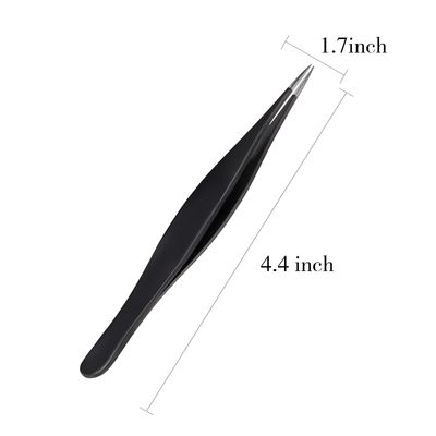 6 Pieces Pointed Tweezers Ingrown Hair Tweezers Precision Needle Point Tip Tweezers Stainless Steel Tweezers for Nose Facial Hair Eyebrow Blackhead Remover (Black)