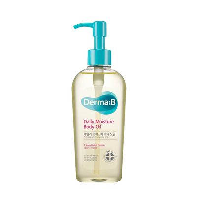 Derma B Daily Moisture Body Oil, 99% Naturally Derived Argan &amp; Sweet Almond Oil for Dry Sensitive Skin, Light-Weighted Long-Lasting Moisturizing, Relaxing Massage Oil with Peach Scent,6.78 Fl Oz 200ml