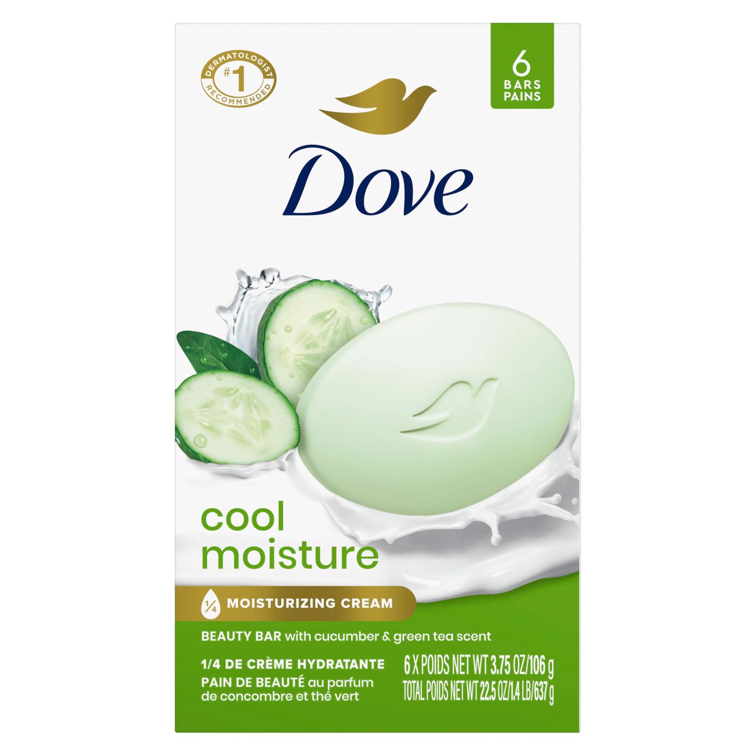Dove go fresh Beauty Bar, Cucumber and Green Tea 4 Ounce, 6 Bar