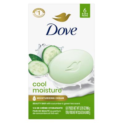Dove go fresh Beauty Bar, Cucumber and Green Tea 4 Ounce, 6 Bar