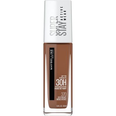Maybelline Super Stay Full Coverage Liquid Foundation Active Wear Makeup, Up to 30Hr Wear, Transfer, Sweat &amp; Water Resistant, Matte Finish, Deep Bronze, 1 Count