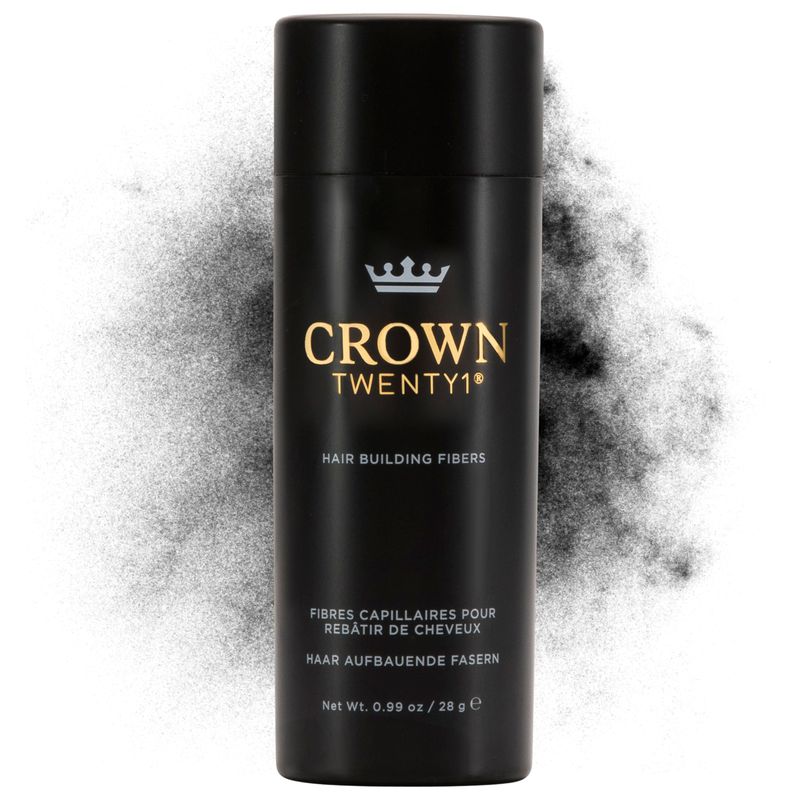 CROWN Hair Building Fibers (28g) - Instantly Cover Fine &amp; Thinning Hair for a Thicker, Fuller Look - A Natural Keratin Concealer - 13 Shades for Men &amp; Women - Black