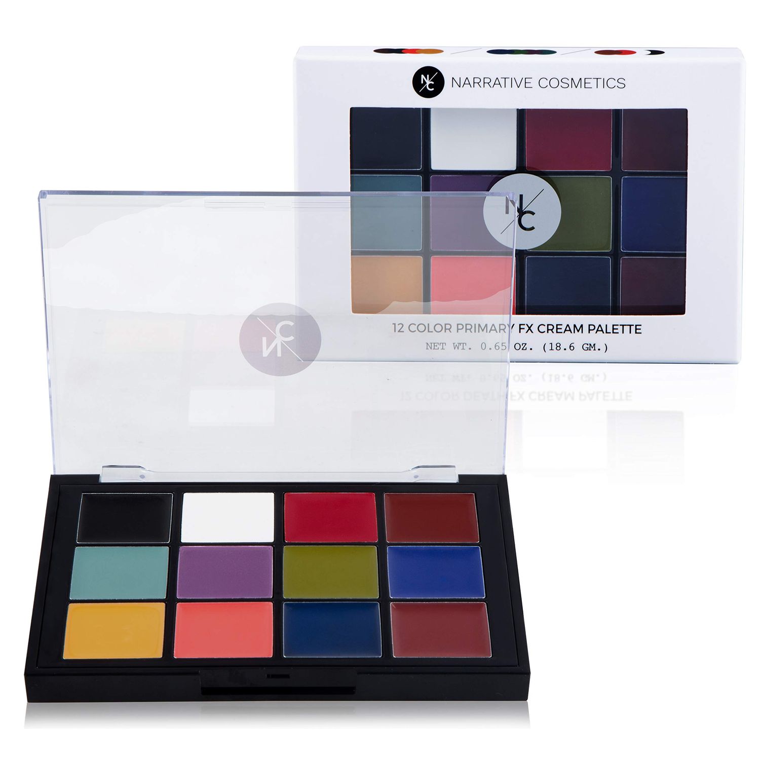 Narrative Cosmetics 12-Color Primary FX Cream Palette, Professional Quick Drying Waterproof SFX Makeup for the Stage, Film, Costumes, Cosplay
