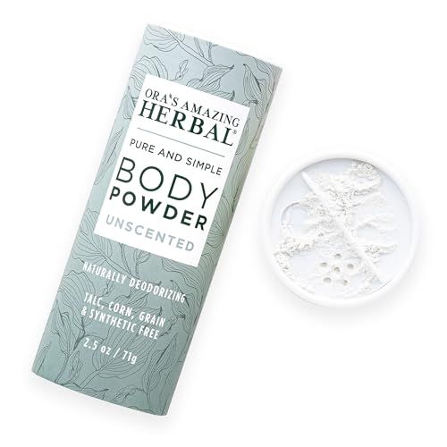 Fragrance Free Body Powder, Scent Free Powder, Unscented Talc Free Talcum Powder, After Waxing, Sugaring, Foot Powder, Unscented Dry Shampoo, Domestic Clay Powder and Arrowroot, Made in USA, Oras