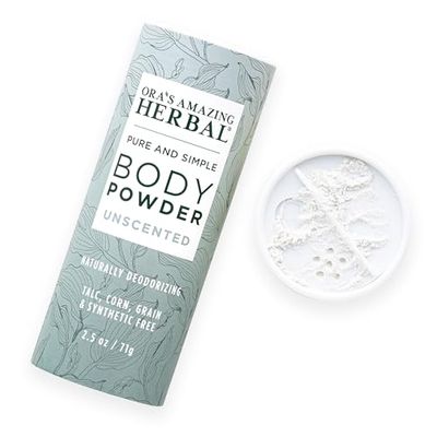 Fragrance Free Body Powder, Scent Free Powder, Unscented Talc Free Talcum Powder, After Waxing, Sugaring, Foot Powder, Unscented Dry Shampoo, Domestic Clay Powder and Arrowroot, Made in USA, Oras
