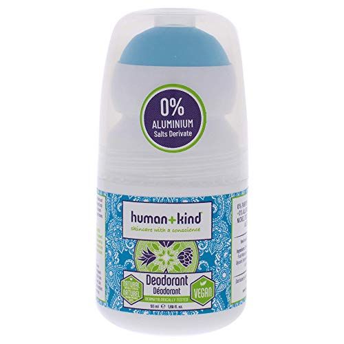 Human+Kind Deodorant - Vegan, Aluminum-Free, Natural Deodorant - Strong, Fresh, 24-Hour Sweat Repellant and Odor Protection - Roll-On, Invisible, Unscented Formula, Safe on Sensitive Skin - 1.69 oz