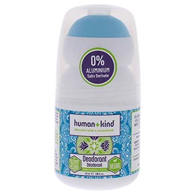 Human+Kind Deodorant - Vegan, Aluminum-Free, Natural Deodorant - Strong, Fresh, 24-Hour Sweat Repellant and Odor Protection - Roll-On, Invisible, Unscented Formula, Safe on Sensitive Skin - 1.69 oz
