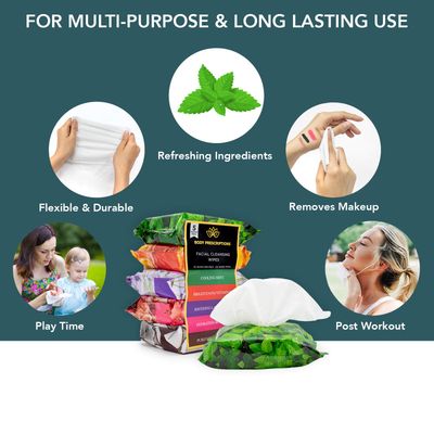 Body Prescriptions Makeup Remover Wipes - Bulk Pack, Gentle Cleansing Wipes for Easy Makeup Removal, Mint, Rosehip, Vitamin C, Lavender &amp; Coconut