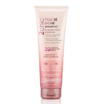GIOVANNI 2chic Frizz Be Gone Shampoo - Anti Frizz Natural Hair Smoothing Formula with Shea Butter &amp; Sweet Almond Oil, Macadamia, Coconut, Sulfate &amp; Paraben Free, Color Safe - 8.5 oz