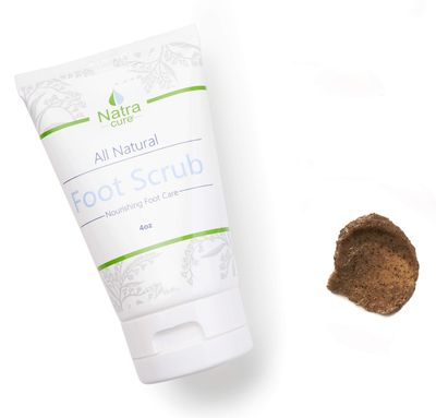 NatraCure Exfoliating Foot Scrub for Pedicures - Foot Exfoliator for Rough Feet, Dry Feet and Crusty Feet Treatment - Pedi Scrub Foot Softener &amp; Smoother - Foot Soap Tea Tree Oil Foot Wash - 4 oz