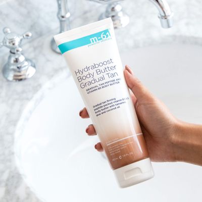 M-61 Hydraboost Body Butter Gradual Tan - Unscented hydrating and firming gradual tan body butter with peptides, plankton extract and vitamin B5