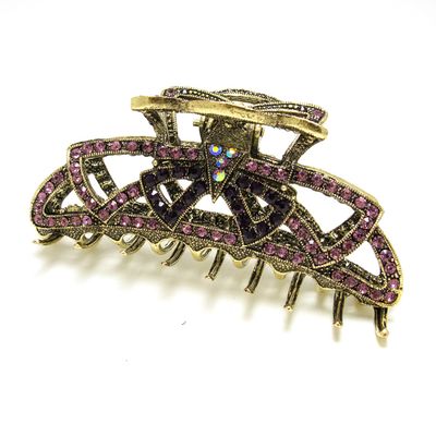 beautyxyz Rhinestone Metal Claw Hair Clip for Womens, purple, X-Large