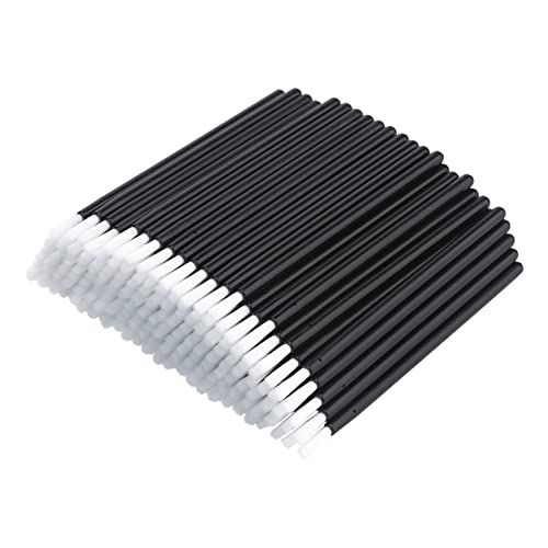 G2PLUS 100Pcs Lip Brush, Black Lip Gloss Brush Wand, Nylon Lipstick Gloss Applicator, Disposable Nail Brushes for Makeup, PYO Cookie Paint, Nail Art, Painting, Detail Brush