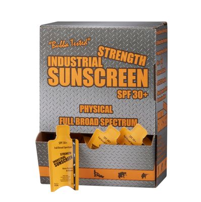 I.C. Industrial Sunscreen Mineral Based SPF 36 Physical Zinc Protection Full Broad Spectrum, 80 Minute Sweat &amp; Water Resistant, Rubs in Clear,. USA Packet Box of 100 (ICSSP-30+FF-100)