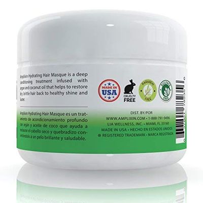 Amplixin Hydrating Argan Oil and Coconut Oil Hair Mask - Deep Conditioning for Dry or Damaged Hair - 8 Oz