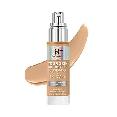 IT Cosmetics Medium Neutral Hydrating Foundation with Hyaluronic Acid, Minimizes Pores &amp; Imperfections, Radiant Finish - 1 fl oz