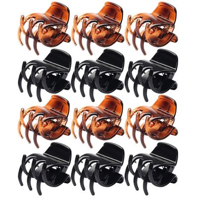 12 Pieces Medium Size Hair Claw Clamp 1.3 Inch No-Slip Grip Jaw Clips for Women and Girls Stocking Stuffers(Black and Brown)