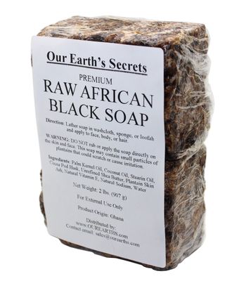 Our Earth&#39;s Secrets Natural Raw African Black Soap 2 lbs