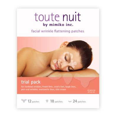 Toute Nuit Facial Wrinkle Patches, Face Tape, Trial Pack, 3 Patch Shapes, Forehead, Around Eyes and Mouth, 54 Patches