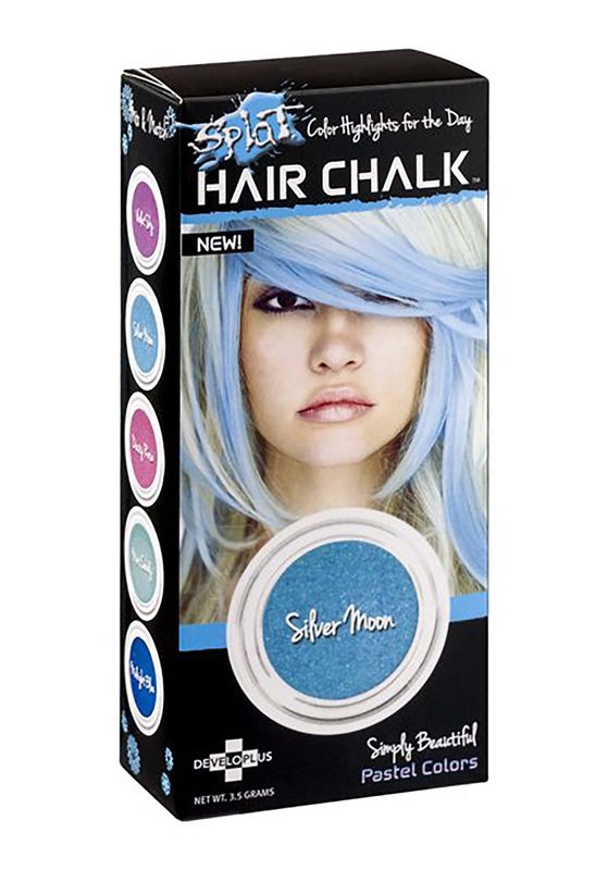 Splat Silver Moon Hair Chalk, 1 Compact, Temporary Hair Color Glides on Easily for Fun Pops of Color, Washable Hair Color Chalk Shampoos Out, Cruelty Free &amp; Vegan