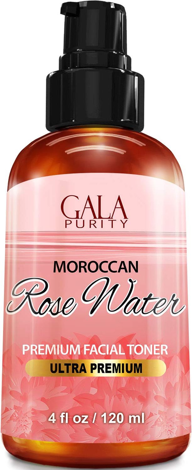 Pure Rose Water, Large 4oz (Moroccan) Made from Petals: 100% All Natural Rosewater Bottle - Best Complete Facial &amp; Skin Toner, Hair Oil, Moisturizer and Cleanser - Makes a Great Rose Tub Tea