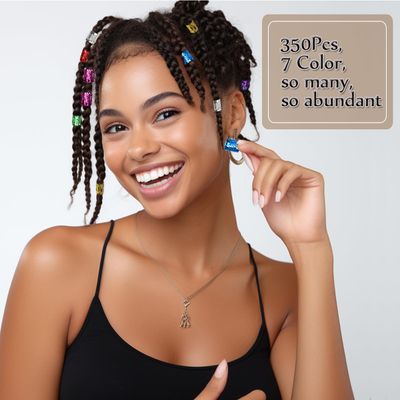 350PCS Hair Jewelry for Women Braids, DreadLock Beads Hair Decorations Aluminum Rings Clips Adjustable Metal Cuffs Braiding Hair Accessory By liliyab (Multi Color)