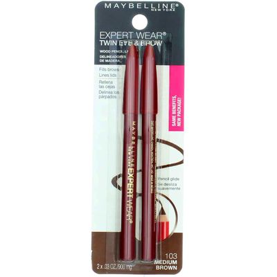 Maybelline Expert Eyes Twin Brow &amp; Eye Pencils, Medium Brown [103], 0.06 oz (Pack of 6)