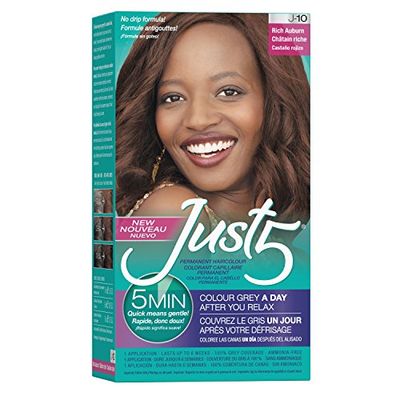 Just 5 Women&#39;s 5 Minute Permanent Hair Color with Conditioner, Grey Hair Coloring for Women - Rich Auburn