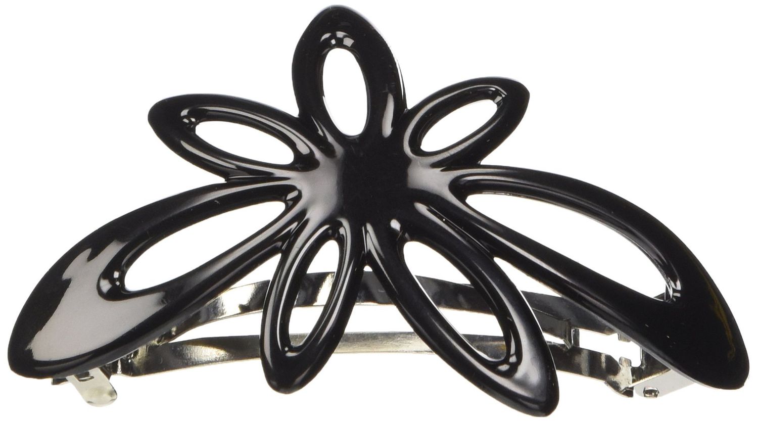Caravan Dainty Open Daisy Flower Automatic Barrette In Classic Black