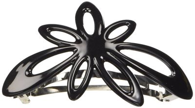 Caravan Dainty Open Daisy Flower Automatic Barrette In Classic Black