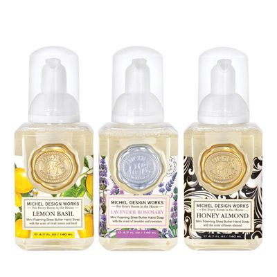 Michel Design Works Mini Foaming Soap 3-Pack Set (Lavender Rosemary, Lemon Basil, Honey Almond)
