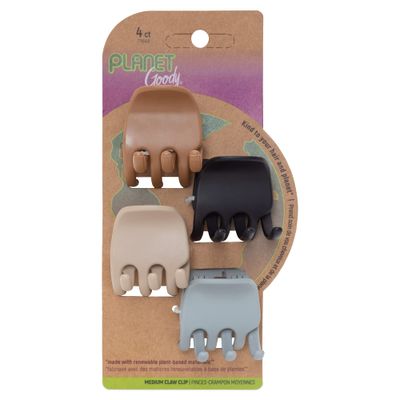 GOODY Planet Heritage Medium Claw Clips - 4-Pack, Assorted Neutral Colors- For Easily Pulling Up Your Hair - Pain-Free Hair Accessories For Women, Men, Boys &amp; Girls