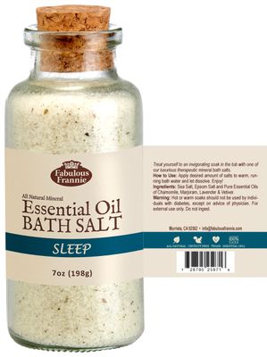 Fabulous Frannie Sleep Therapeuic Mineral Bath Salt Pure Essential Oils (Lavender, Marjoram, Vetiver and Chamomile) 7oz (Pack of 1)