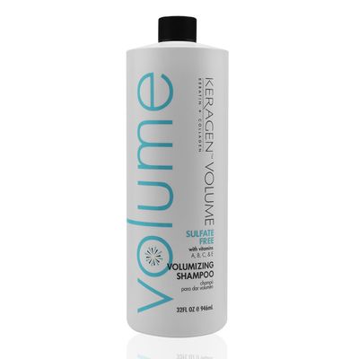 KERAGEN - Volumizing Shampoo for Fine Hair with Keratin, Collagen and Organic Oils, Sulfate Free 32 Oz
