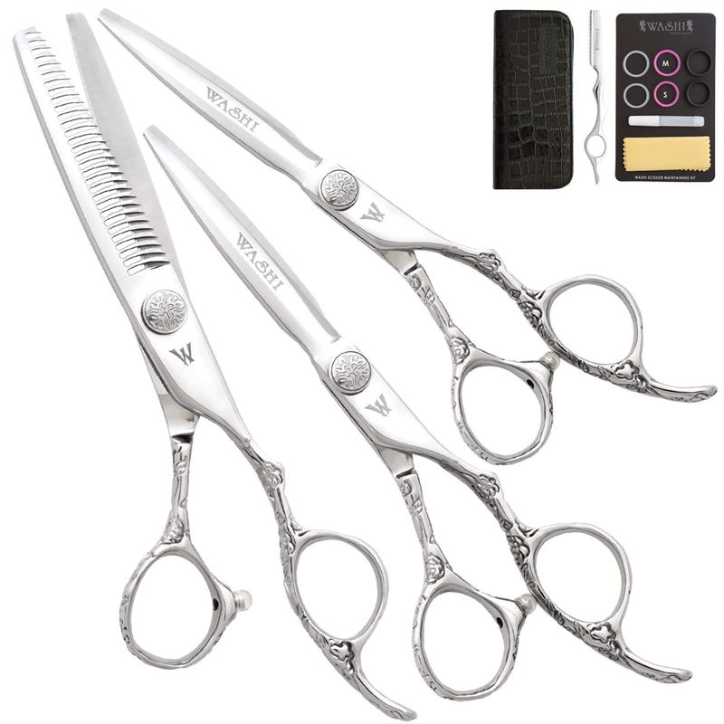 Washi Knockout 3 Piece Beauty Shear Set includes 5.5, 6.0 Cutting Shears and 30 Tooth Thinner