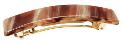 France Luxe Classic Rectangle Hair Barrette, Caramel Horn - Classic French Design for Everyday Wear