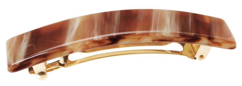 France Luxe Classic Rectangle Hair Barrette, Caramel Horn - Classic French Design for Everyday Wear