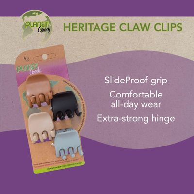 GOODY Planet Heritage Medium Claw Clips - 4-Pack, Assorted Neutral Colors- For Easily Pulling Up Your Hair - Pain-Free Hair Accessories For Women, Men, Boys &amp; Girls