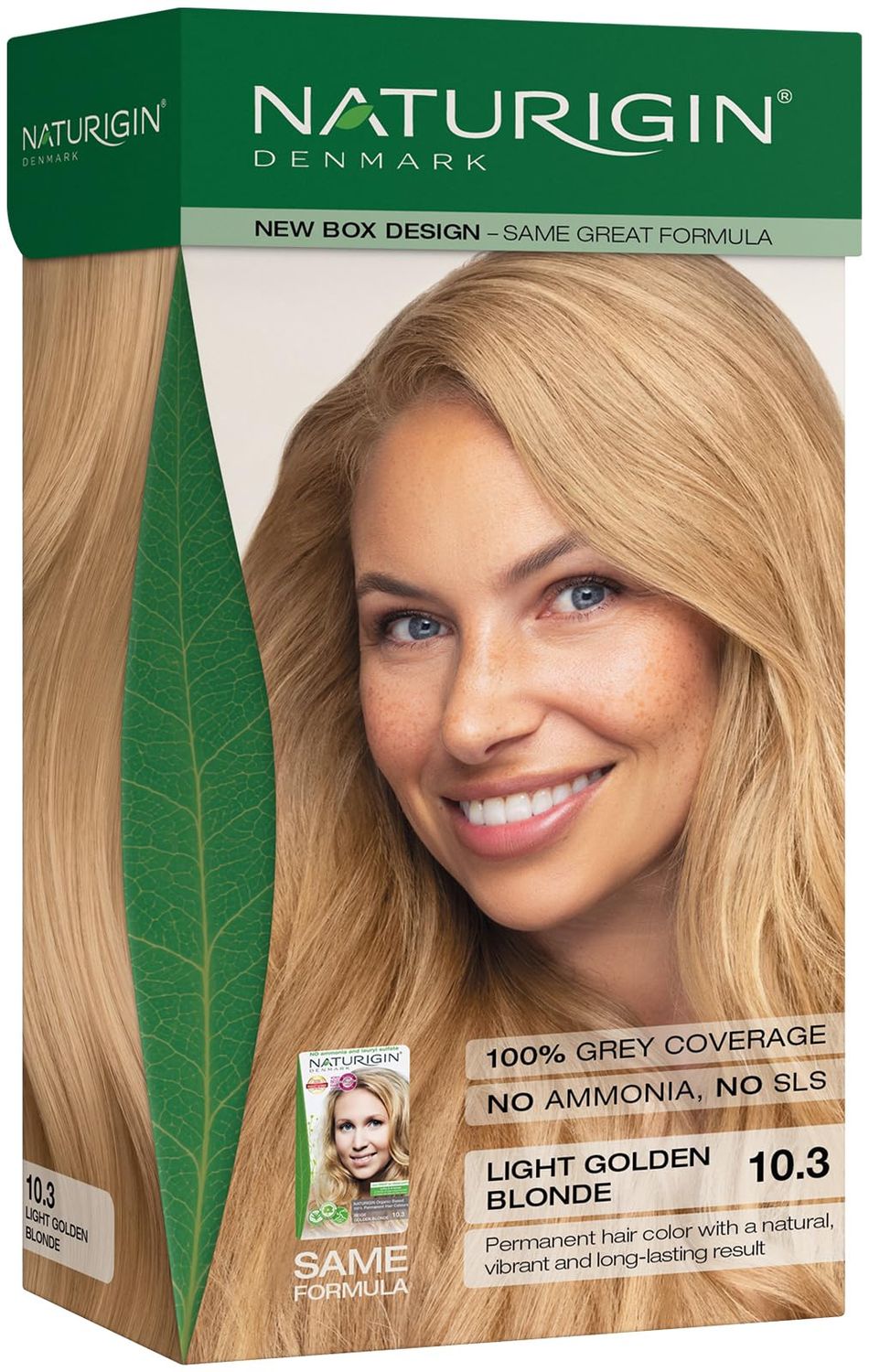 Naturigin Permanent Hair Dye, 10.3 Light Golden Blonde, Ammonia and Paraben Free, up to 100% Gray Hair Coverage, Long Lasting, Vegan, Cruelty Free