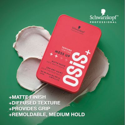 OSiS+ Mess Up - Matte Paste for long-lasting Medium Control, 3.38 oz - Pliable, Moldable Styling Paste with Carnauba Wax and Beeswax - Flexible Styling and Messy Hair Looks