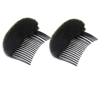 2PCS Women Lady Girls Soft Sponge Foam Hair Base Inserts Bump Up Hair Pads Stick Bun Maker Hair Styling Clip Hair Comb Braid Tool Hair Styling Accessories Black