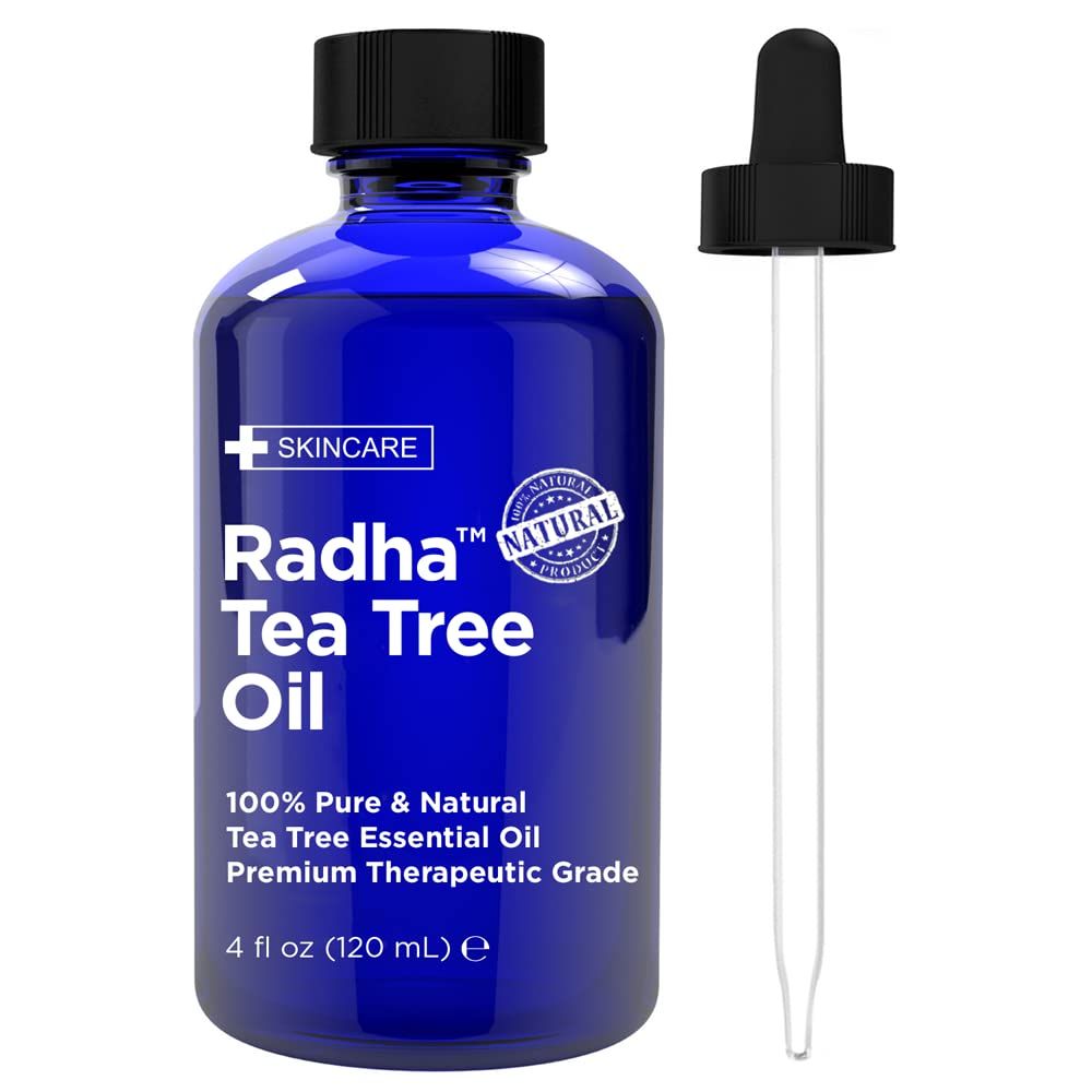 Radha Beauty Tea Tree Essential Oil 4 oz. - 100 Percent Pure &amp; Natural Therapeutic Grade - DYI Soaps, Shampoo, Body Wash, Aromatherapy