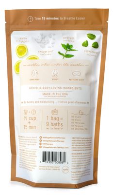 Village Naturals Breathe Foaming Body Soak, Epsom Salt, Essential Oils, Soothing Bubbles, Sea Salt 36 oz, Pack of 2