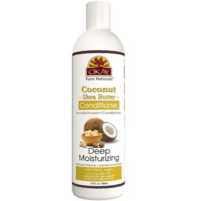 OKAY | Coconut &amp; Shea Butter Conditioner | For All Hair Types &amp; Textures | Fortify - Strengthen - Revitalize | With Olive, Argan &amp; Avocado Oil | Free of Paraben, Silicone, Sulfate | 12. oz