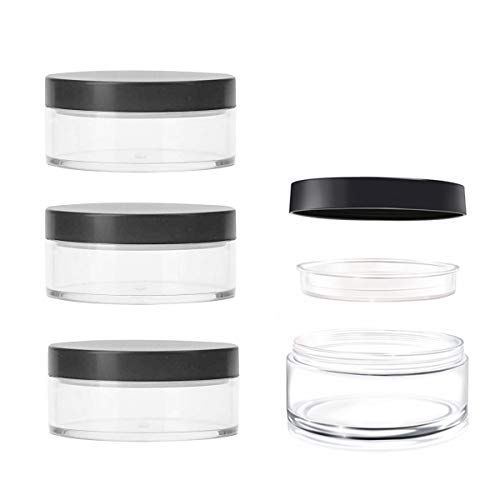 AKOAK Capacity 30 ml(1 oz) Empty Reusable Plastic Loose Powder Compact Container DIY Makeup Powder Case with Sifter and Lined Screw Lid,Pack of 4