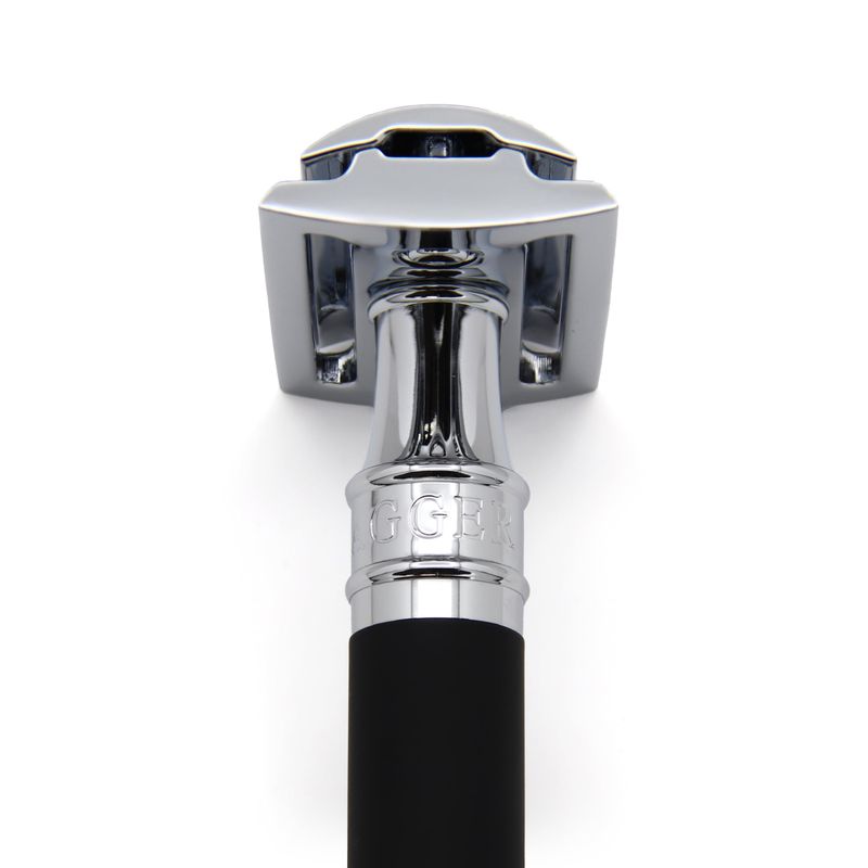Edwin Jagger DES86RCBLAMZ Short Handled Classic Double Edge Manual Eco-Friendly and Reusable Safety Razor for Men and Women for Shaving Cream or Soap Fits All DE Razor Blades (Black Rubber Coated)